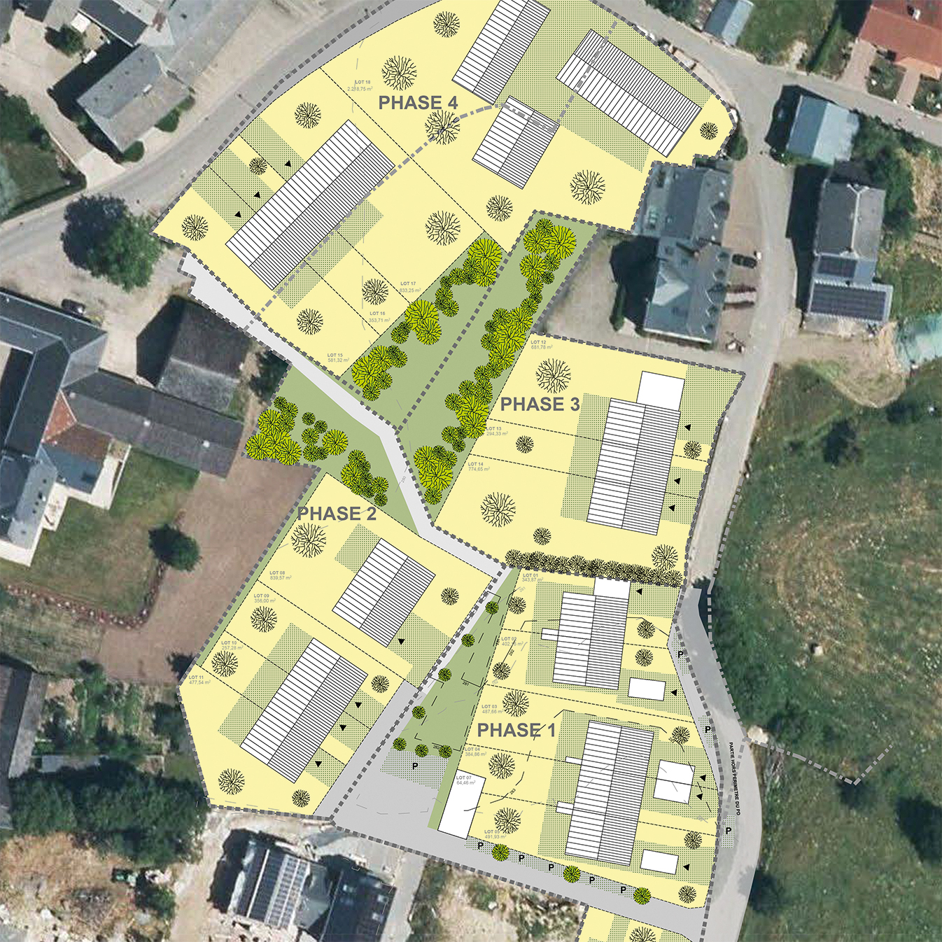 5 extrait d’esquisse directrice: Rue Hanzenhiel à Calmus / Commune de Saeul VAN DRIESSCHEURBANISTES ET ARCHITECTES