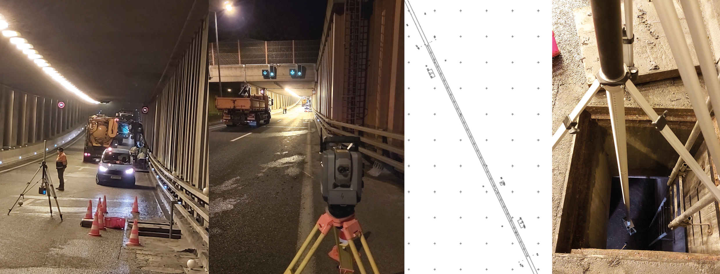 Levé topographique du tunnel et levé par scanner laser monté sur un trépied inversé (tête-en-bas) des ouvrages enterrés à Ehl BEST GO S.à R.L. BUREAU DE GéOMèTRES OFFICIELS